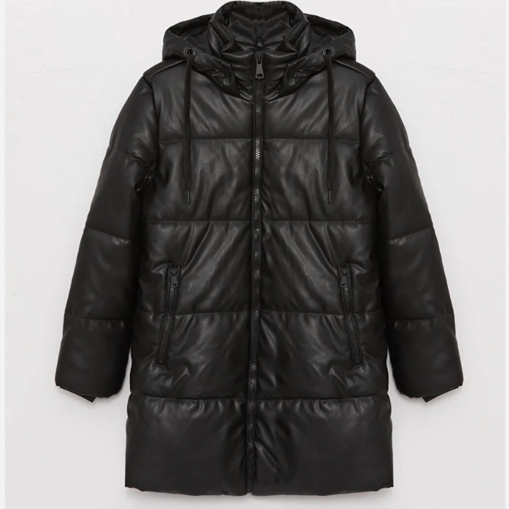 Marc New York Hooded Faux Leather Women's Puffer Coat Size‎ XS